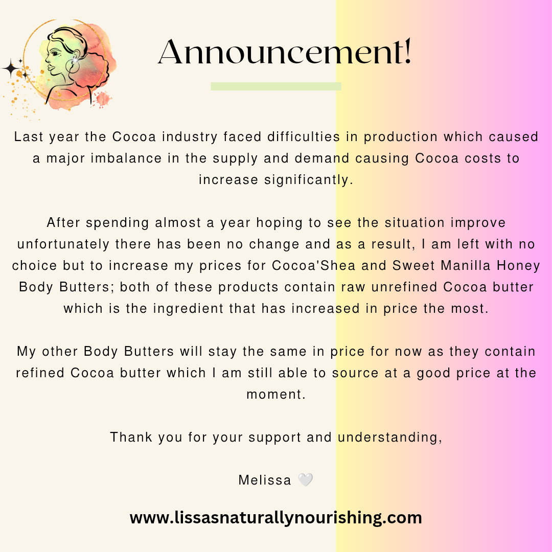 Cocoa’Shea Fragrance-Free Body Butter | Natural Shea & Cocoa Moisturiser for Dry Skin | Vegan | Lissa’s Naturally Nourishing